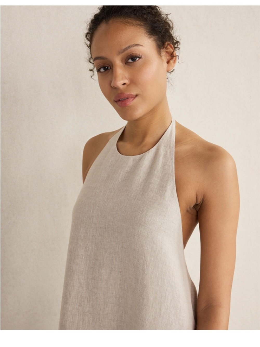 NWT Haven Well Within 100% Linen Halter Midi Dress Medium Tan - Picture 3 of 11
